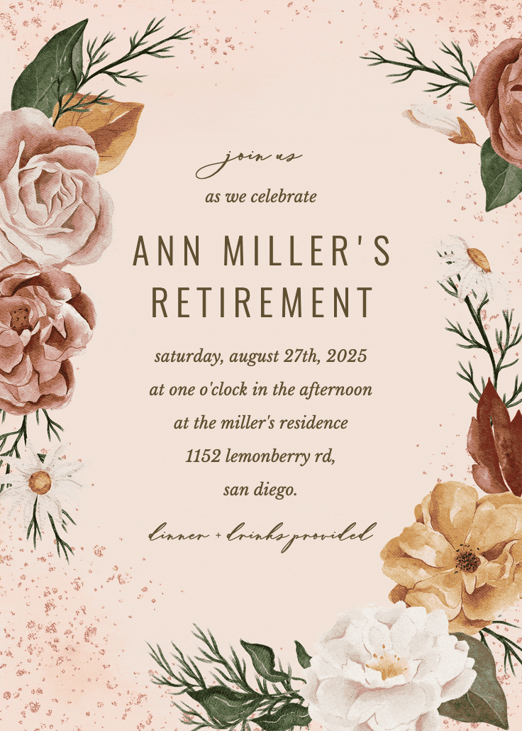 Nocturnal flowers - retirement & farewell party invitation